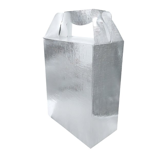 Caixa Sacolinha S2 (15,9cm x 17cm x 10,2cm) Prata Terturizada - 10 unidades - Assk - Rizzo