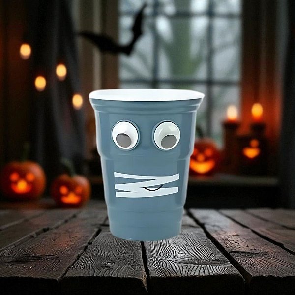 Copo de Plástico Rígido de Halloween - Assustador - Azul - 350ml - 1 unidade - Cromus - Rizzo