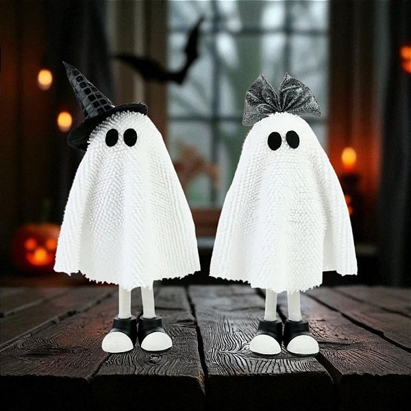 Enfeite Decorativo Halloween - Fantasmas Scarlett E Ramon - 29x8cm - 1 unidade - Cromus - Rizzo