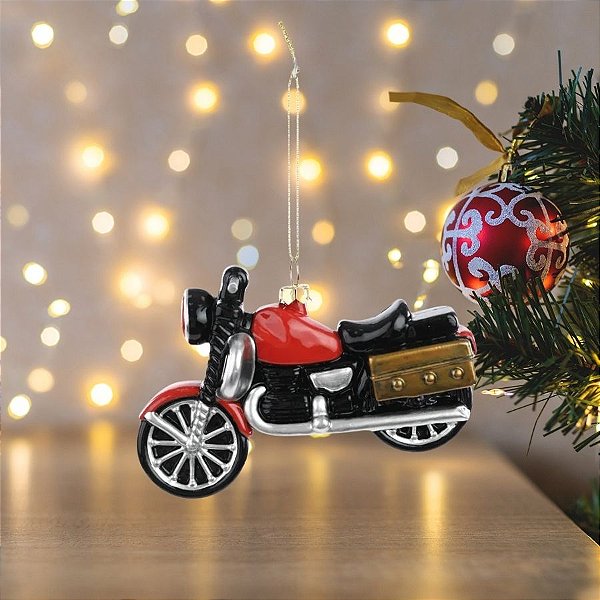 Enfeite De Pendurar De Natal - Motocicleta - 13,5cm - 1 unidade - Cromus - Rizzo