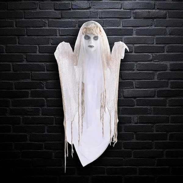 Enfeite Para Pendurar de Halloween Com Luz e Som - Noiva Fantasma - 1m - 1 unidade - Cromus - Rizzo