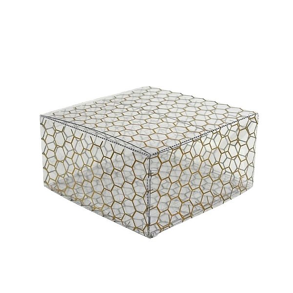 Caixa Favo Transparente de Acetato Para Pão de Mel - 8x8x4cm - 10 unidades - Cromus - Rizzo
