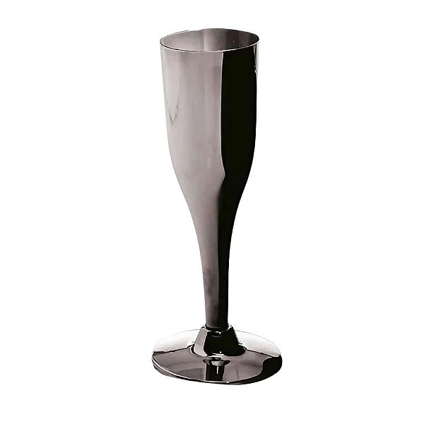 Taça Champanhe Descartável de Luxo Prata 120ml - 6 unidades - Cromus - Rizzo
