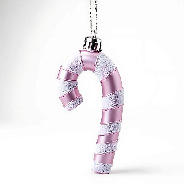 Enfeite De Pendurar Bengala Doce - Lilas Branco - 4,5x9cm - 4 unidades - Cromus - Rizzo