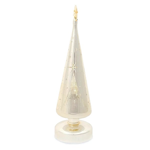 Vela Árvore de Natal Eletrônica com LED - Ouro - 9x30x9cm - 1 unidades - Cromus - Rizzo
