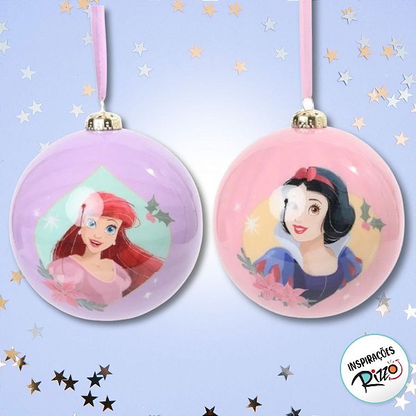 Bola de Natal - Princesas - 10cm - 2 unidades - Disney Original - Rizzo