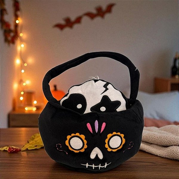 Bolsa de Pelúcia de Caveira - Preto - 20 cm - 1 unidade - Rizzo