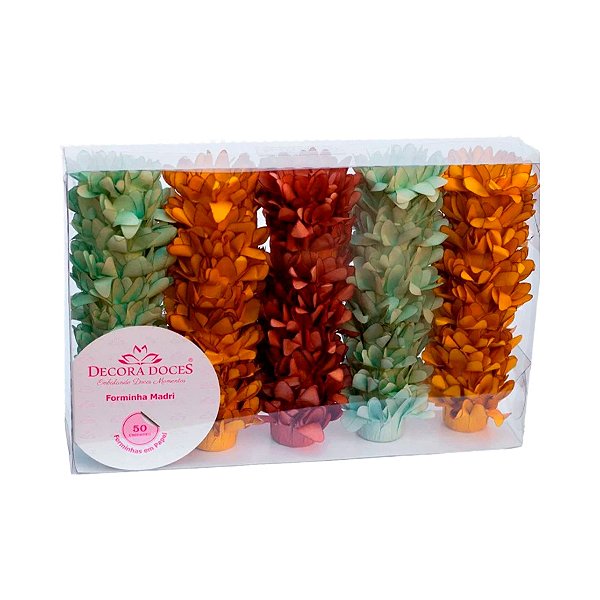Forminha para Doces Finos Madri - Verde/Laranja/Terracota - 50 unidades - Decora Doces - Rizzo