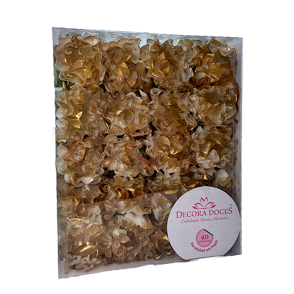 Forminha para Doces Finos - Rosa Maior Dourado 40 unidades - Decora Doces - Rizzo Festas