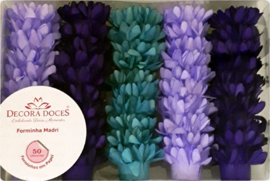 Forminha para Doces Finos - Madri Kit Comemore  Lilas / Roxo / Tiffany -50 unidades - Decora Doces - Rizzo Festas
