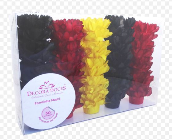 Forminha para Doces Finos - Madri Preto / Vermelho / Amarelo -50 unidades - Decora Doces