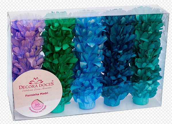Forminha para Doces Finos - Madri Azuis Verde e Roxo - Noite de Verão - 50 unidades - Decora Doces - Rizzo Festas