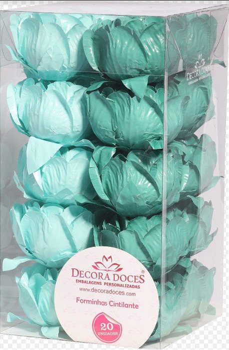 Forminha para Doces Finos - Bela Duo Tiffany e Verde Militar - 20 unidades - Decora Doces - Rizzo Festas