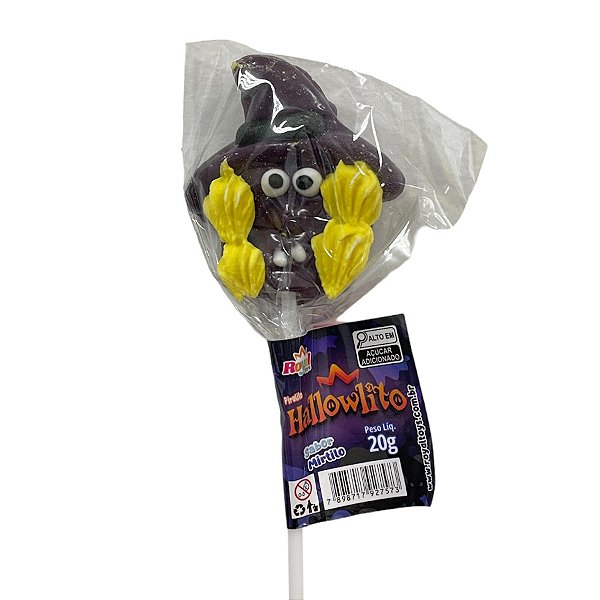 Pirulito Hallowlito Bruxa - Mirtilo - 20g - 1 unidade - Rizzo