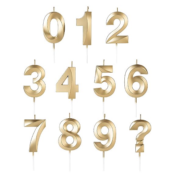 Vela Número Aniversário Design Dourada - 1 unidades - Rizzo