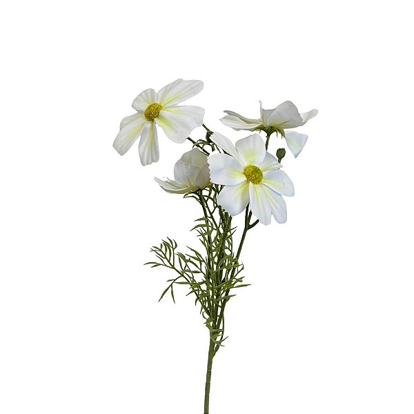 Haste Flor Permanente - Cosmo Real Flocked - Branco - 60cm - 1 unidade - FlorArte - Rizzo