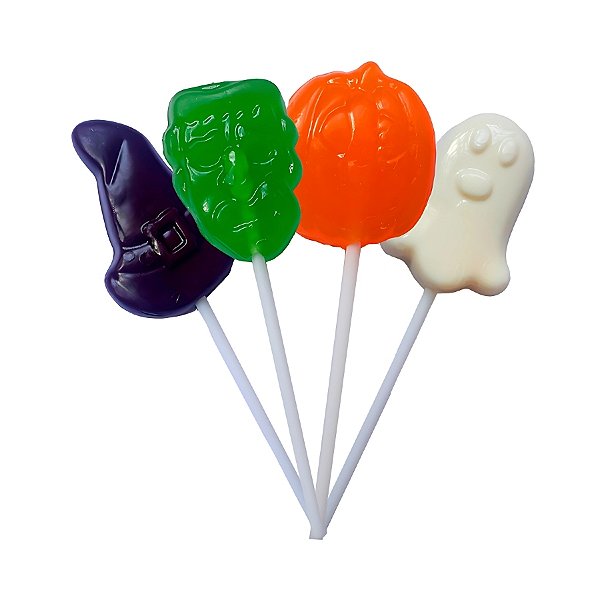 Pirulito Halloween  Display  - Sabores Chocolate, Laranja, Leite e Maçã - 450g - 30 unidades - Royal Toys - Rizzo