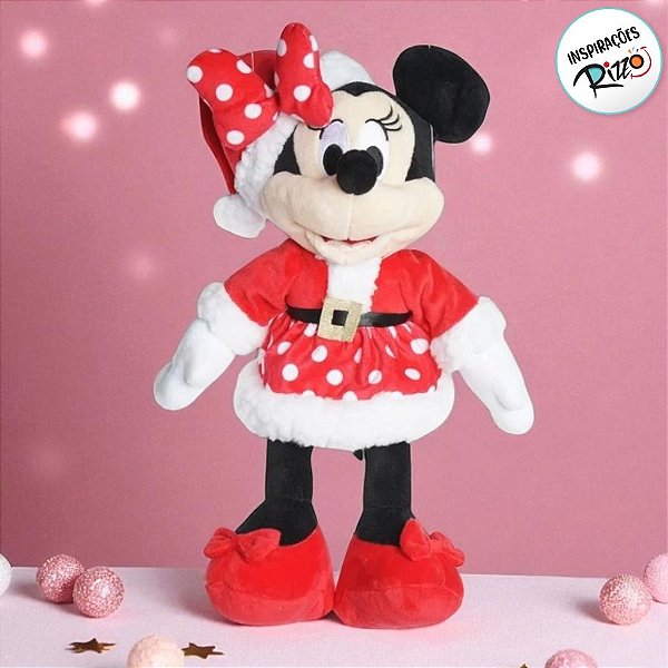 Pelúcia Minnie Mouse de Natal - Vermelha - 45cm - 1 unidade - Disney Original - Rizzo