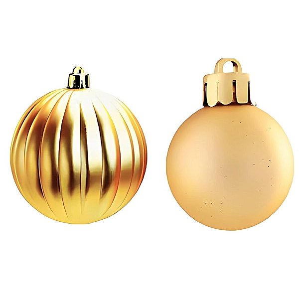 Bola de Natal - Ouro - Matte e Gomo - 10cm - 2 unidades - Cromus - Rizzo
