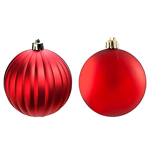 Bola de Natal - Vermelha - Matte e Gomo - 10cm - 2 unidades - Cromus - Rizzo