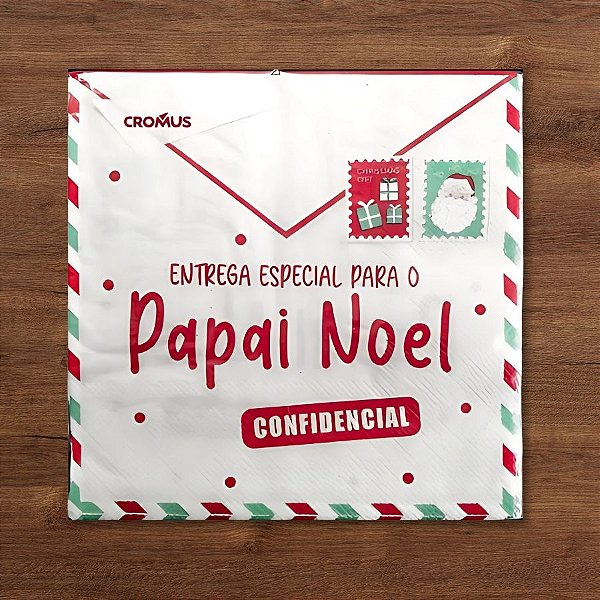 Guardanapo De Papel Natalino - Envelope Papai Noel - 32,5x32,5cm - 20 unidades - Cromus - Rizzo