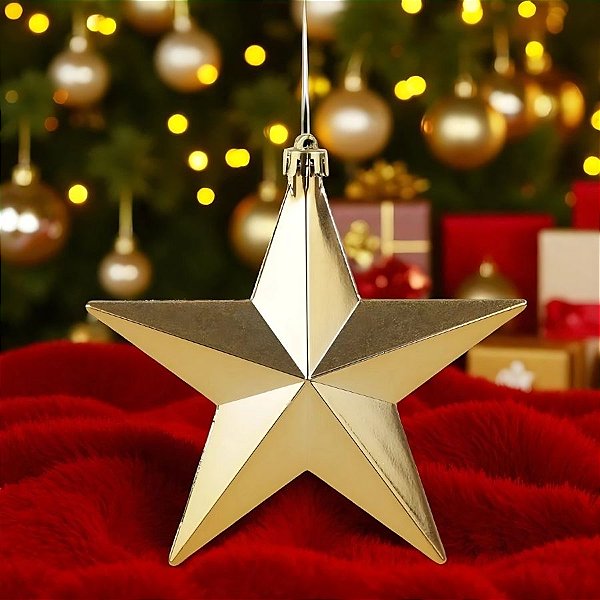 Enfeite para Pendurar de Natal - Estrela Ouro - 12x12x2cm - 1 unidade - Cromus - Rizzo