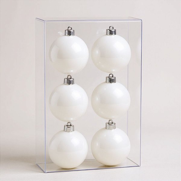 Bola de Natal - Branca Perolada - 8cm - 6 unidades - Cromus - Rizzo