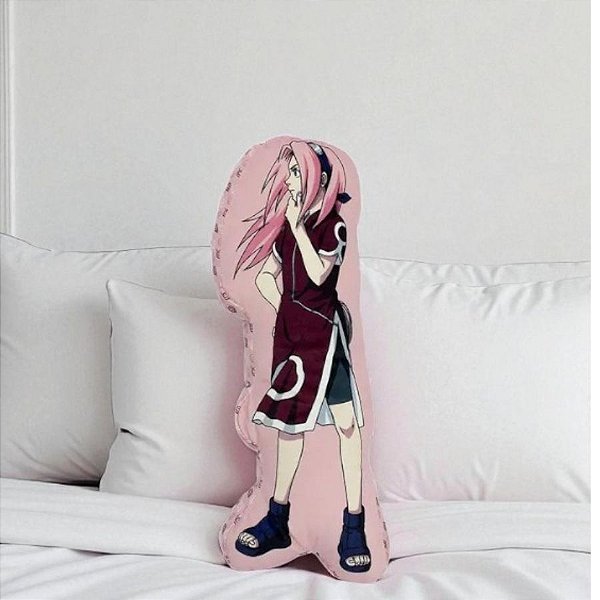 Almofada Formato Sakura - Naruto - 52x15cm - 1 unidade - Zona Criativa - Rizzo