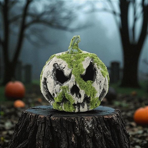 Enfeite Decorativo Halloween - Lanterna De Abóbora Com Musgo - 21x18,5cm - 1 unidade - Cromus - Rizzo