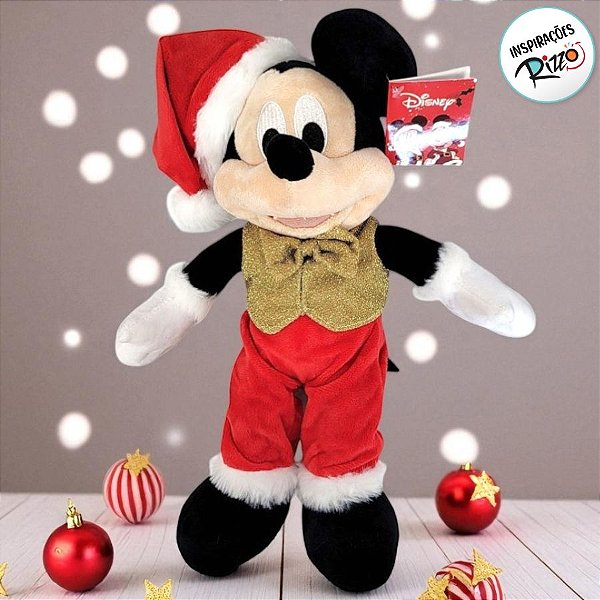 Pelúcia Mickey Mouse Dourado de Natal - 45cm - 1 unidade - Disney Original - Rizzo