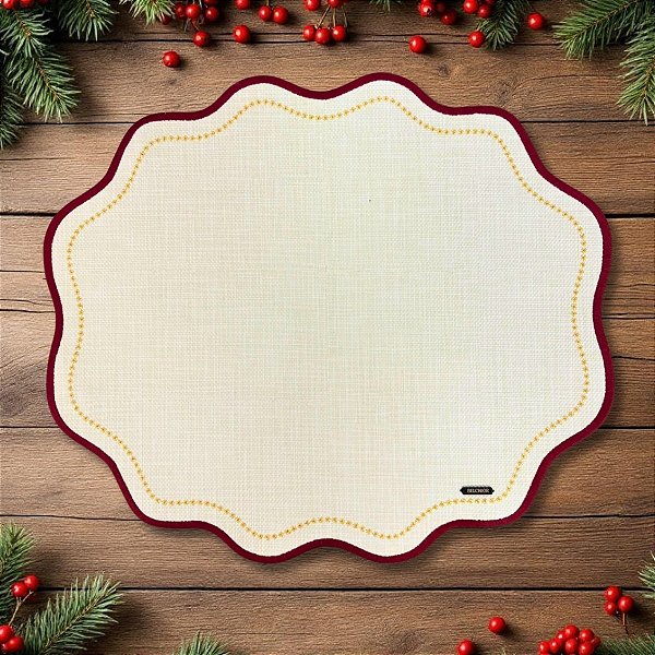 Jogo Americano de Natal - Toque de Luz Bordo - 44,5x38,5cm - 1 unidades - Rizzo