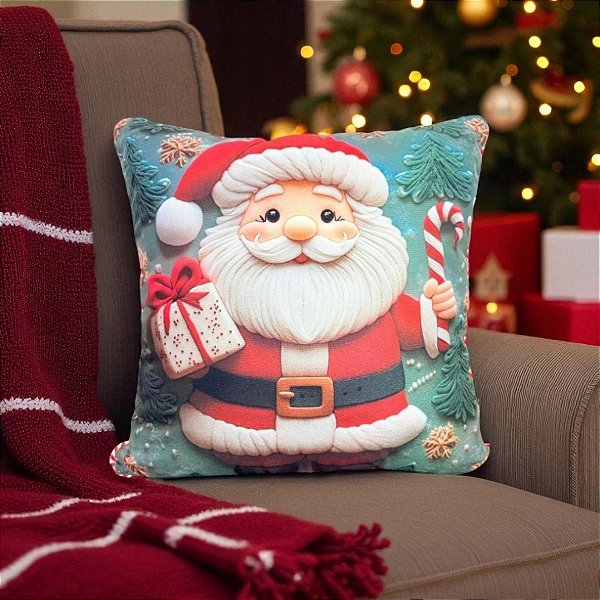 Almofada de Natal - Mini Papai Noel - 43x43cm - 1 unidades - Rizzo