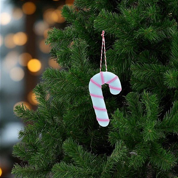 Enfeite Para Pendurar De Natal - Candy Cane - Azul e Rosa - 11cm - 1 unidade - Cromus - Rizzo
