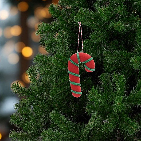 Enfeite Para Pendurar De Natal - Candy Cane - Verde e Vermelho - 11cm - 1 unidade - Cromus - Rizzo