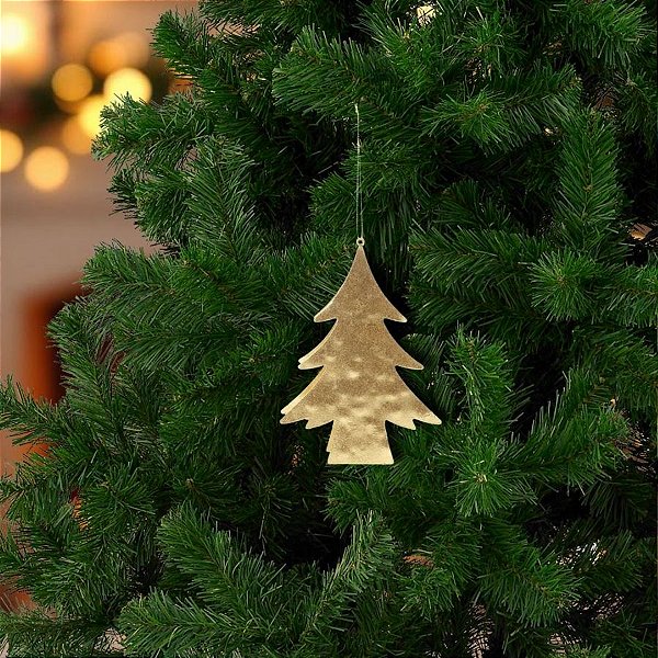 Enfeite Para Pendurar De Natal - Pinheiro Dourado - 16cm - 1 unidade - Cromus - Rizzo