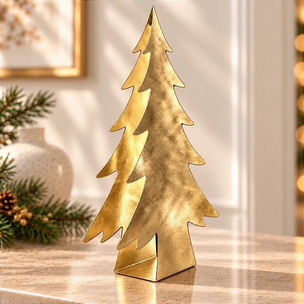 Enfeite Decorativo de Natal - Pinheiro Dourado - 21,5cm - 1 unidade - Cromus - Rizzo