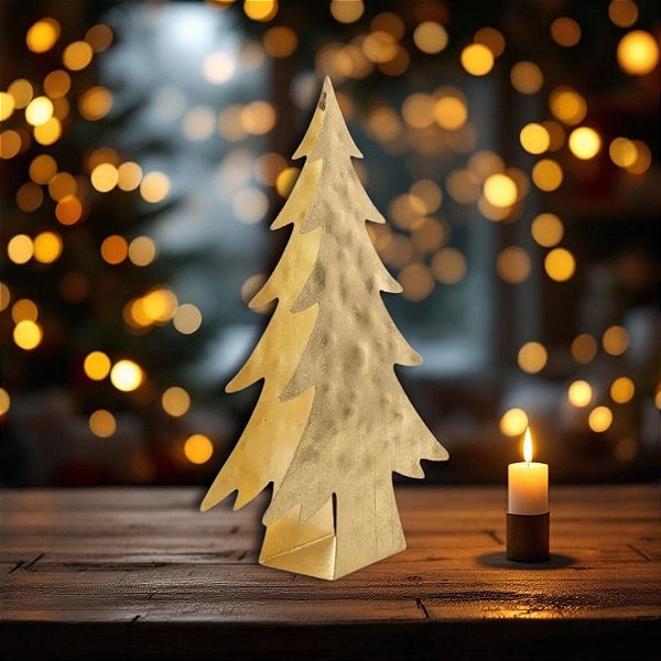 Enfeite Decorativo de Natal - Pinheiro Dourado - 27,5cm - 1 unidade - Cromus - Rizzo