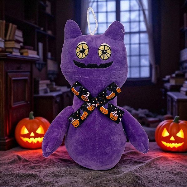 Gato Fantasma de Pelúcia - Roxo - 28,5cm - 1 unidade - Rizzo