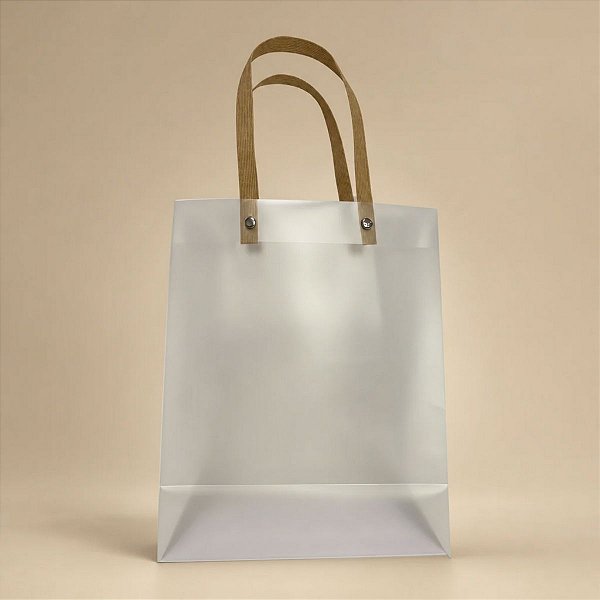 Sacola Transparente Fosca PVC com Alça de Fibra - 25x20x10cm - 1 unidade - Rizzo