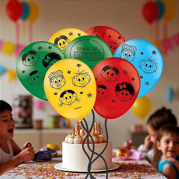 Balão de Festa Decorado Especial 9" 25cm - Turma da Mônica - 25 unidades - Festcolor - Rizzo