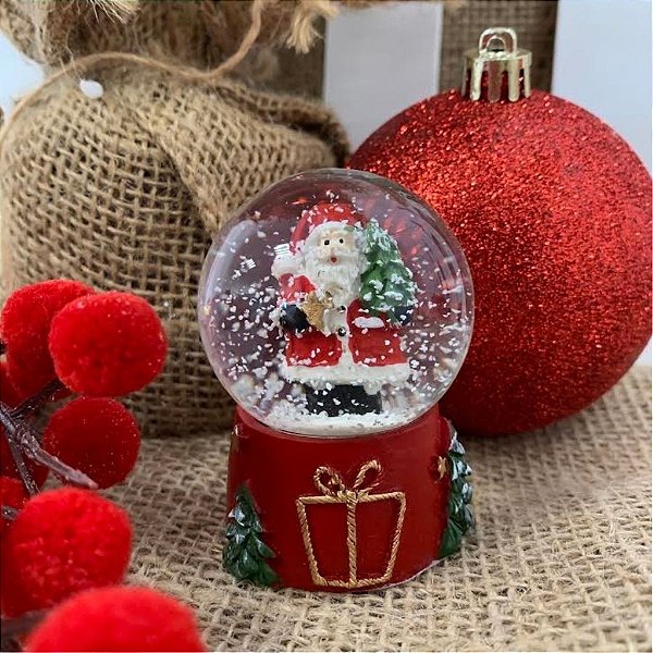 Enfeite Decorativo de Natal - Globo de Neve com Noel - 6,2cm - 1 unidade - Cromus - Rizzo
