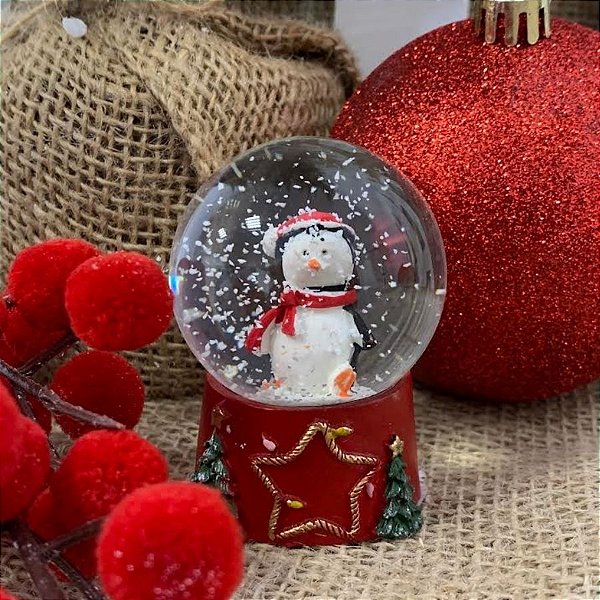 Enfeite Decorativo de Natal - Globo de Neve com Pinguim - 6,2cm - 1 unidade - Cromus - Rizzo