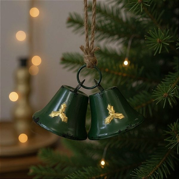 Enfeite Para Pendurar De Natal - Sinos Verdes - 32cm  - 1 unidade - Cromus - Rizzo