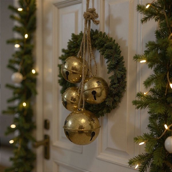 Enfeite Para Pendurar De Natal - Guizos - Dourado - 39cm - 1 unidade - Cromus - Rizzo