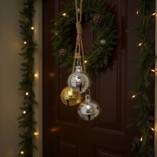 Enfeite Para Pendurar De Natal - Guizos - Dourado e Prata - 42cm - 1 unidade - Cromus - Rizzo