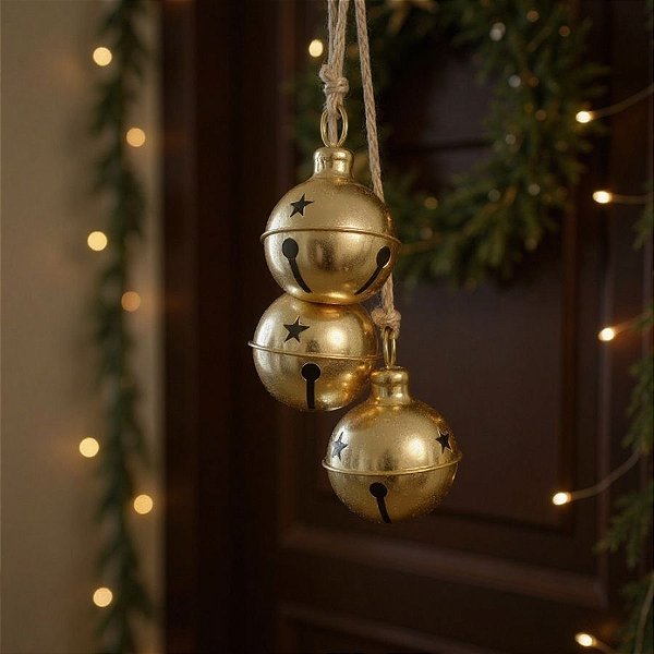 Enfeite Para Pendurar De Natal - Guizos - Dourado - 43cm - 1 unidade - Cromus - Rizzo