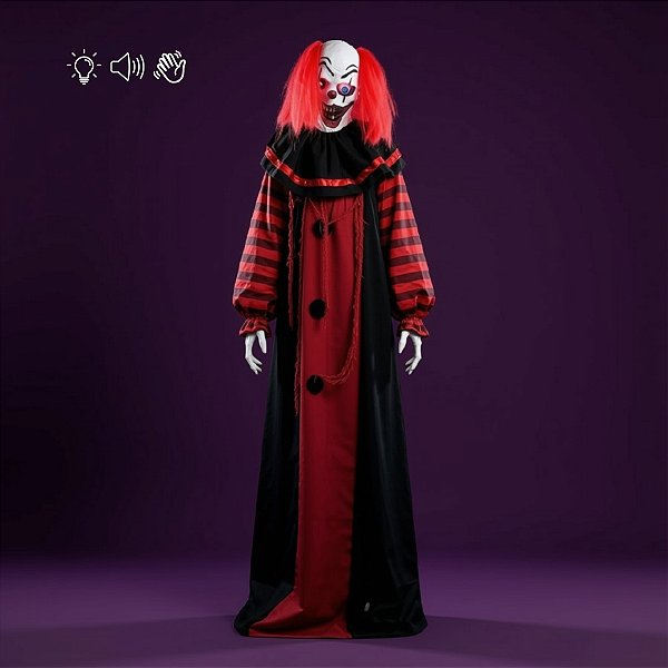 Enfeite Decorativo de Halloween Com Som, Luz e Movimento - Palhaço Domenico - 150cm - 1 unidade - Cromus - Rizzo