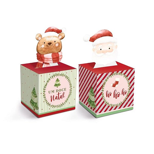Caixa Pop Up - Delicat de Natal - G 14x14x16,5cm - 10 unidades - Cromus - Rizzo