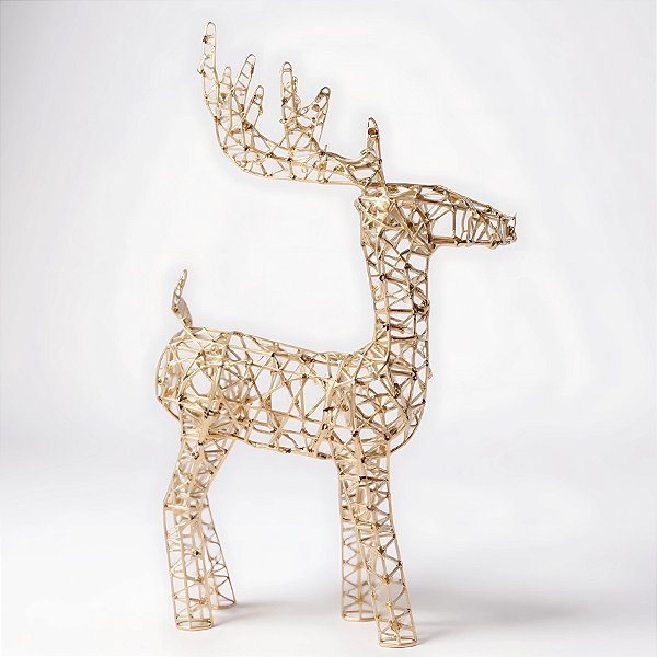 Rena Decorativa De Metal Com Led - Champagne - 66,5x47x13,5cm - 1 unidades - Cromus - Rizzo