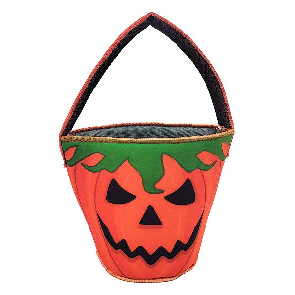 Baldinho de Halloween em Tecido - Abóbora - 16x22cm - 1 unidade - Rizzo